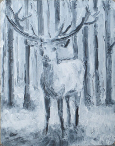 Hirsch, Alkydfarbe auf Röntgenfolie, 30cm x 21cm