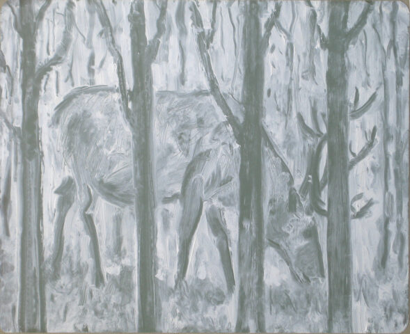 Hirsch, Alkydfarbe auf Röntgenfolie, 21cm x 30cm