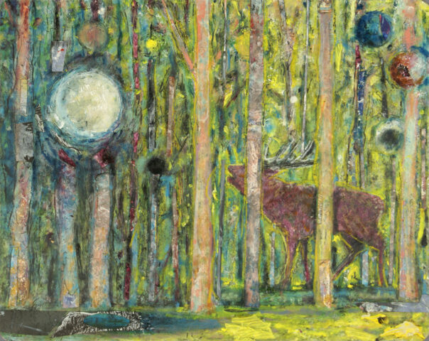 Hirsch_1, Mischtechnik, Collage