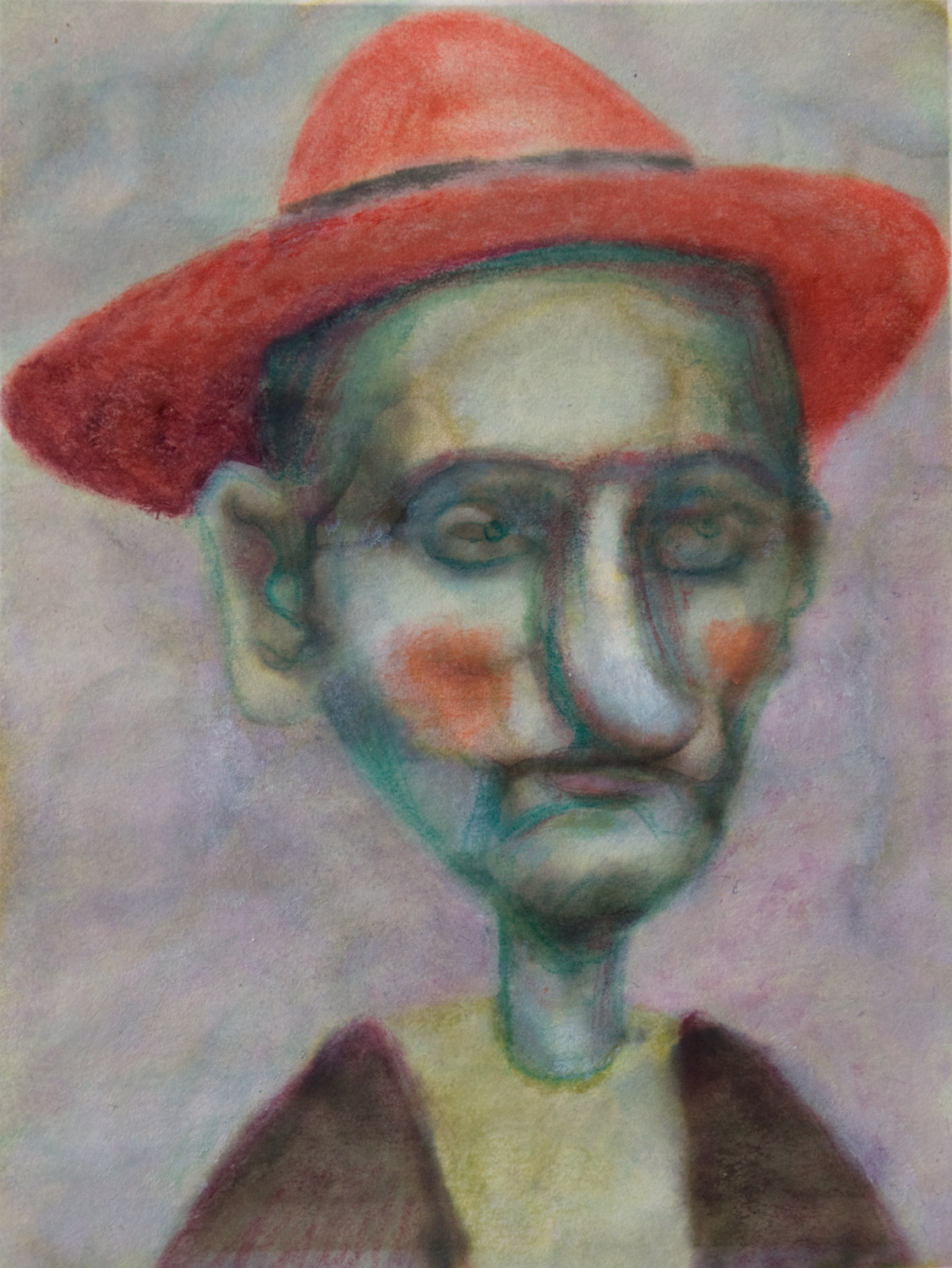 Portrait von Pinocchio 10, 14.5cm x 11.5cm, Tinte und Ölfarbe auf Papier