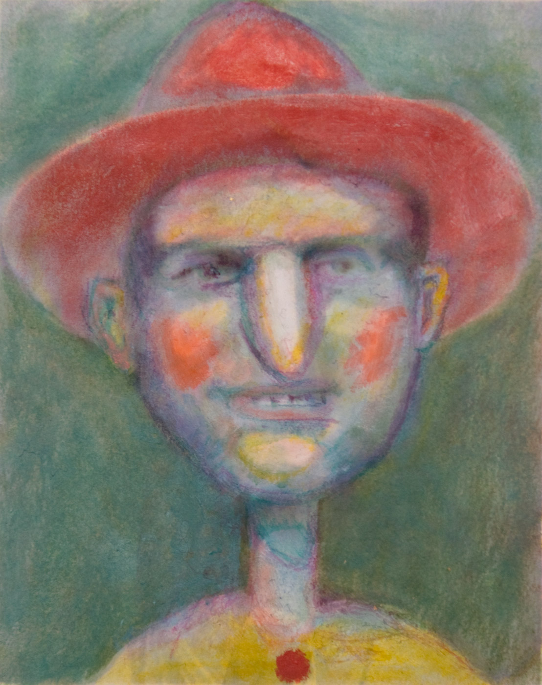 Portrait von Pinocchio 7, 14.5cm x 11.5cm, Tinte und Ölfarbe auf Papier