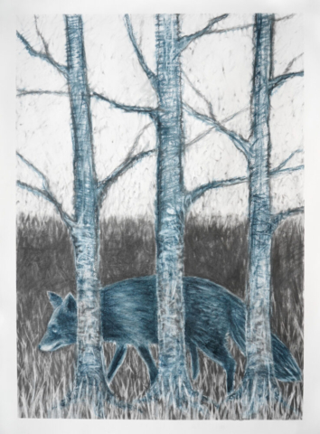 Gute Nacht 2, zweiteilige Arbeit-rechter Teil, 100cm x 70cm, Graphit auf Papier