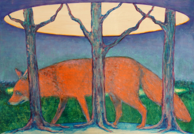 Gute Nacht 3/zweiteilige Arbeit-rechter Teil, 50.5m x 78cm, Schlagmetall und Ölfarbe auf Dibondplatte