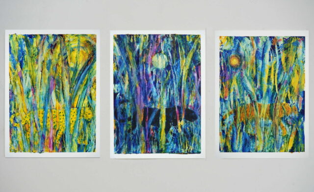 O.T., je 30cm x 22cm, Ölfarbe auf Papier