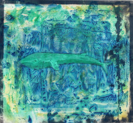 O.T.,18.5cm x 20cm, Ölfarbe auf Folie auf Papier