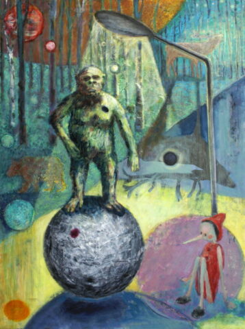 Pinocchio...und_5, 100cm x 75cm, Ölharzfarbe auf Aluminium