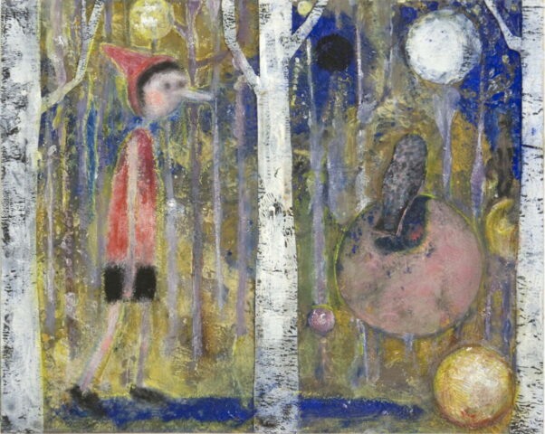 Pinocchio...und 9, 23cm x 30cm, Mischtechnik, Collage