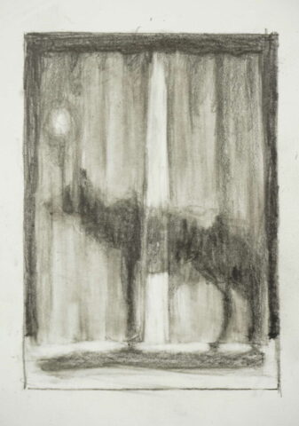 Theater (Skizze), ca. 11cm x 8cm, Bleistift auf Papier