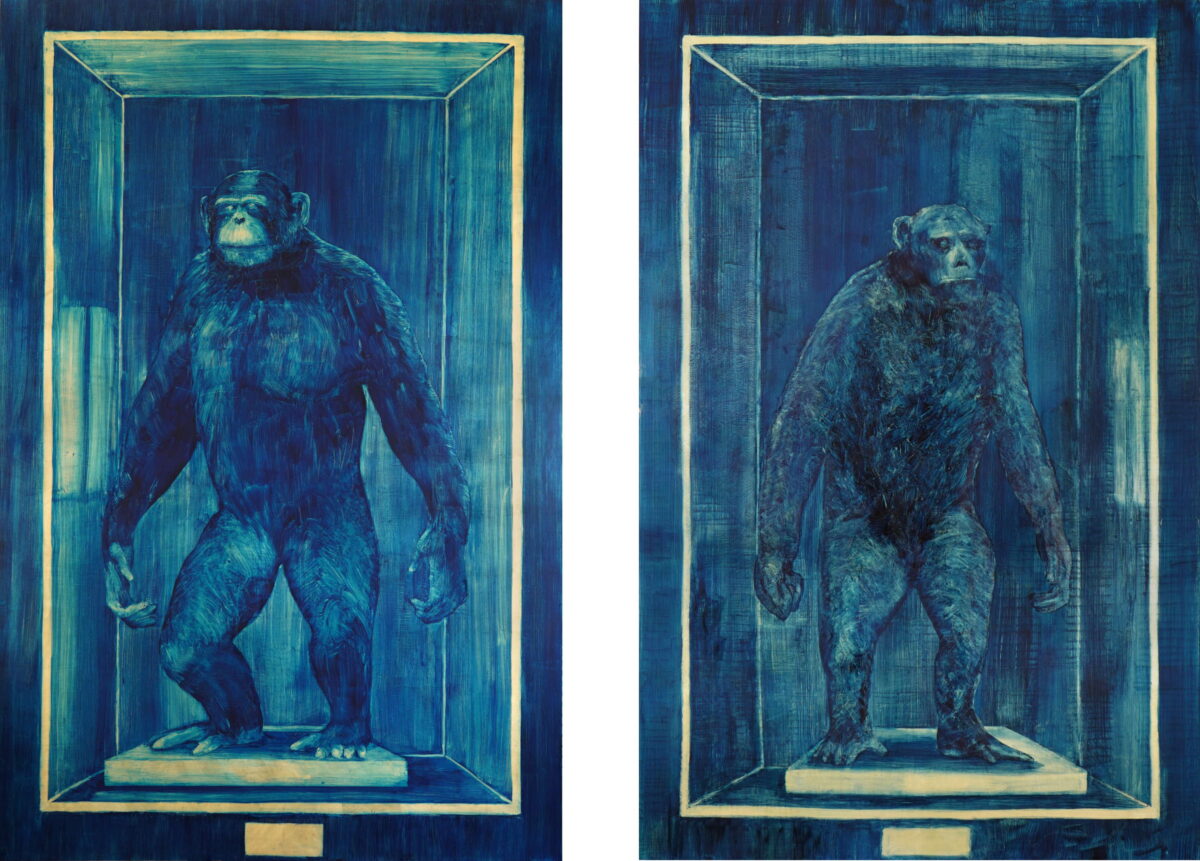 Habitat 6 und 8, je 230cm x 150cm, Schlagmetall und Ölfarbe auf Dibond